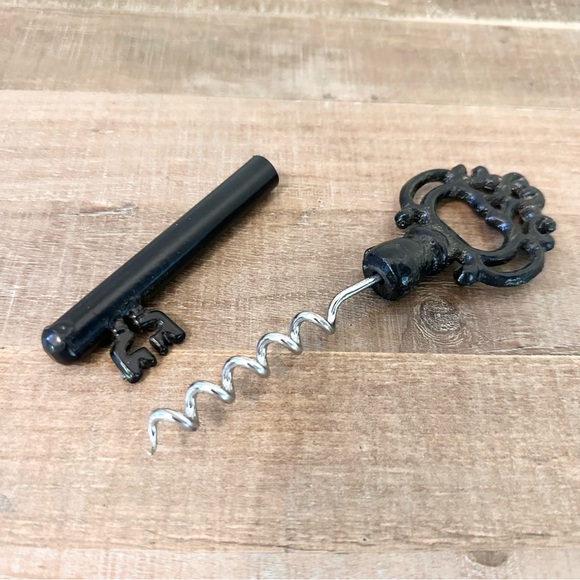 Key Large Vintage Black Skeleton Key Hidden Corkscrew black silver shelf decor - Picture 2 of 8
